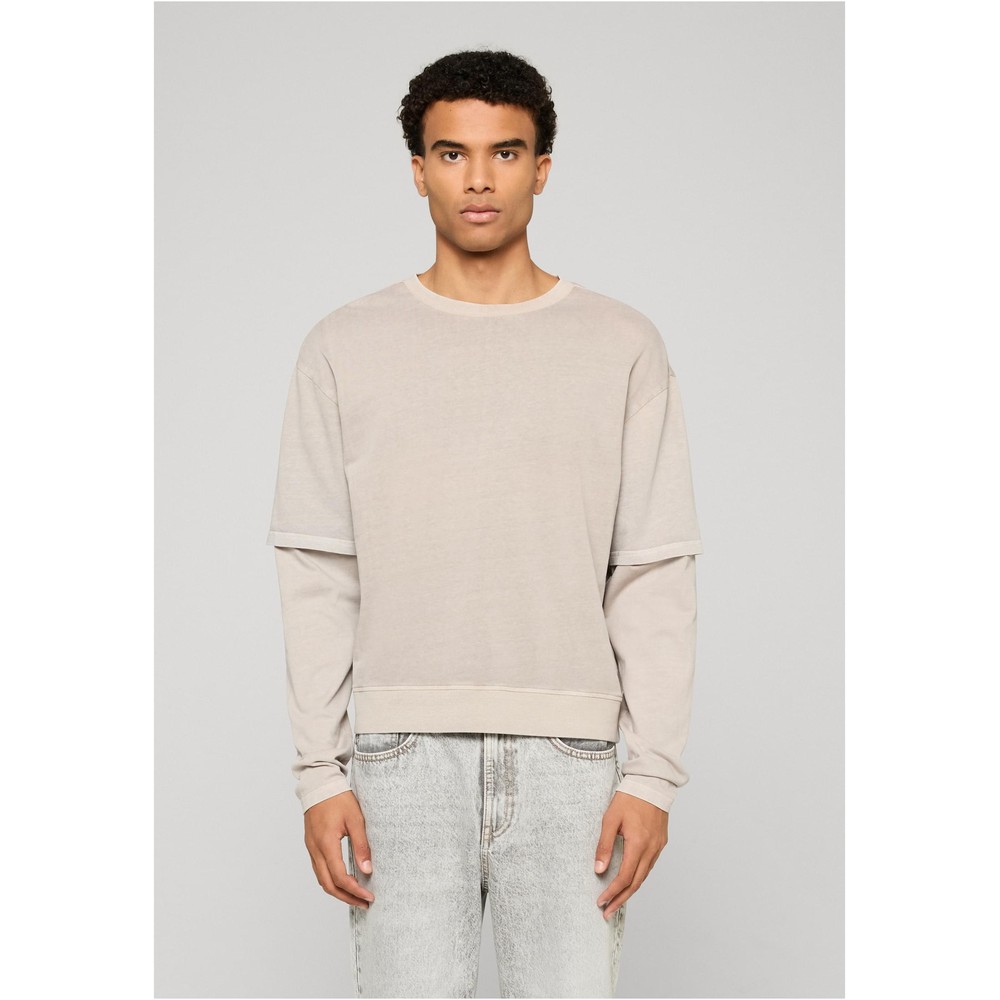 Urban Classics - Washed Double Layered Top à manches longues - Gris